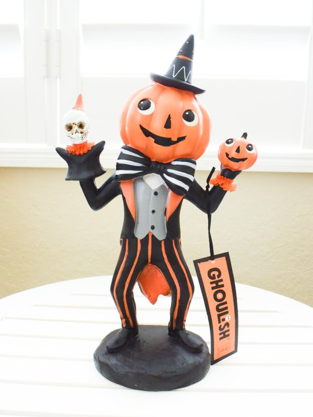 *Ghoulish* Mr.Pumpkinhead Man Resin 12" Figurine - Retro Vintage - NEW!